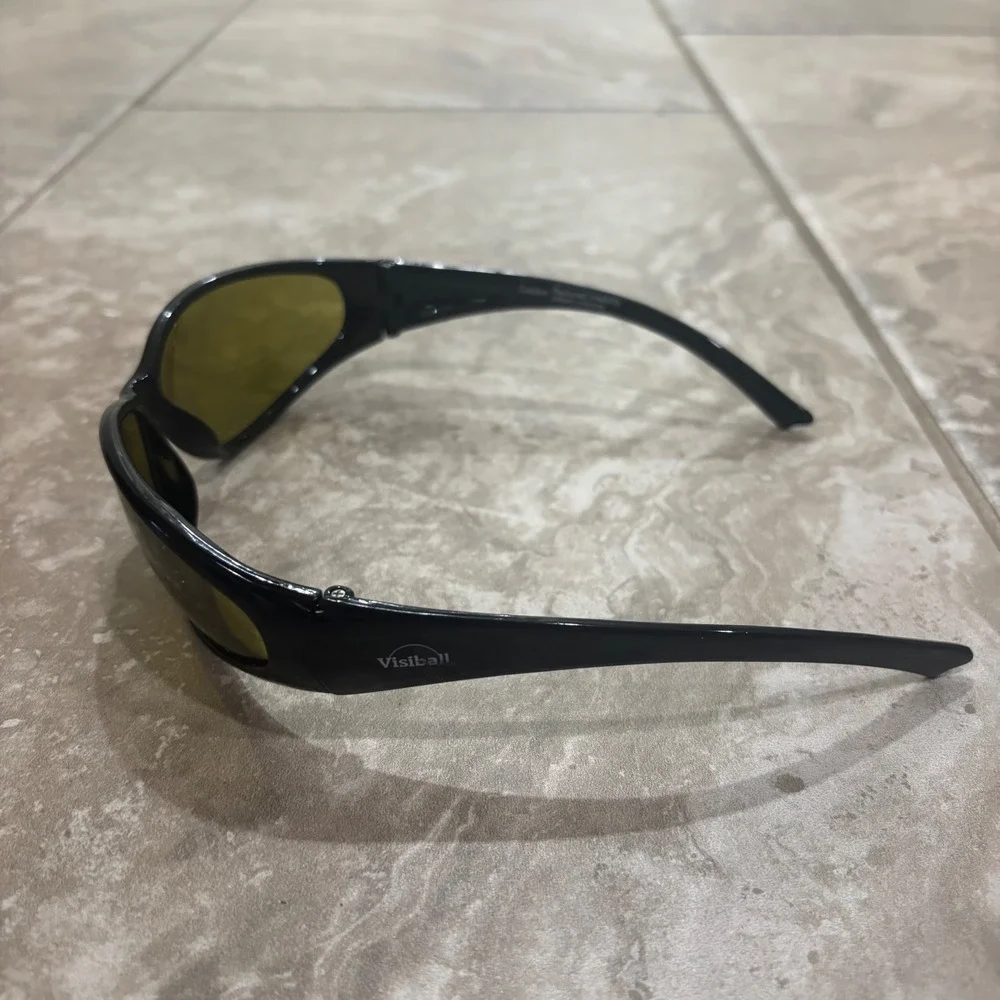 Visiball Golf Ball Finder Sunglasses Mens Black Wrap Around Yellow Tint Lenses